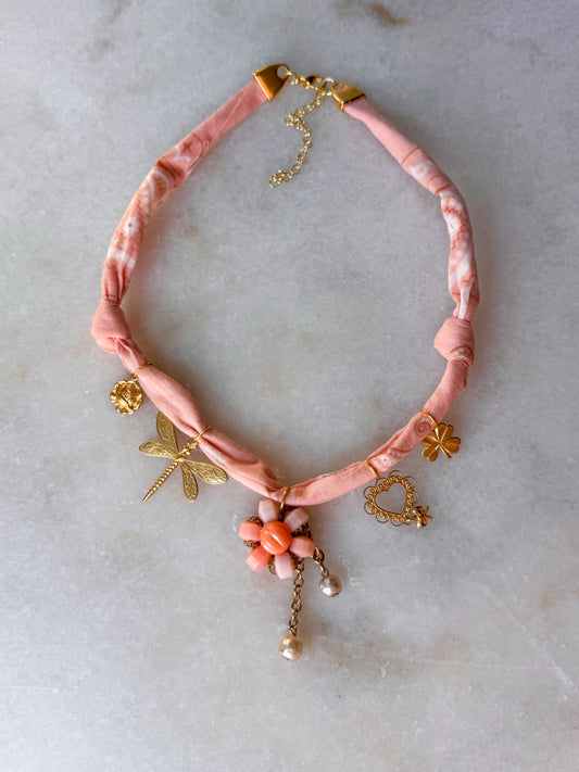 Blush Meadows Bandana Charm Necklace